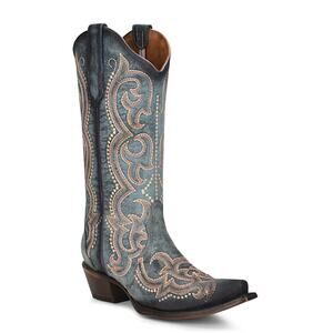 Circle G Womens L5869 Western Cowboy Boots US 6  EU 36.5 Blue Leather Stitch NIB